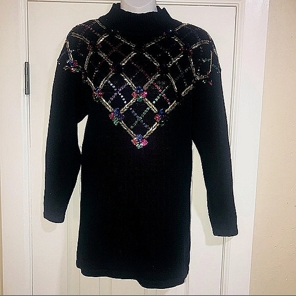 Celina Yang Bead & Sequin Hi-Neck Pullover Sweater M - Picture 2 of 10